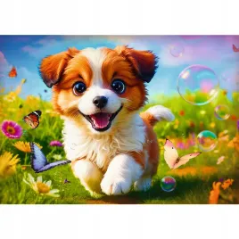 puzzle-500-ukladanka-zwierzeta-pies-piesek-laka-kwiatki-motyle-10-trefl