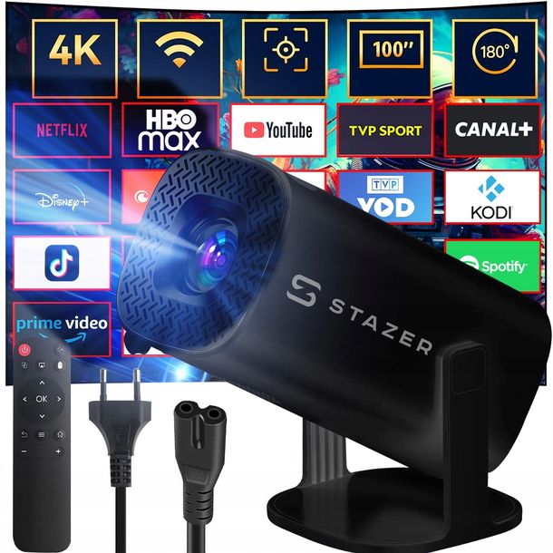 PROJEKTOR RZUTNIK PRZENOŚNY SMART FULL HD ANDROID WIFI BT HDMI WERSJA 2025