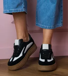 czarne-sneakersy-trampki-na-grubej-podeszwie-kamela