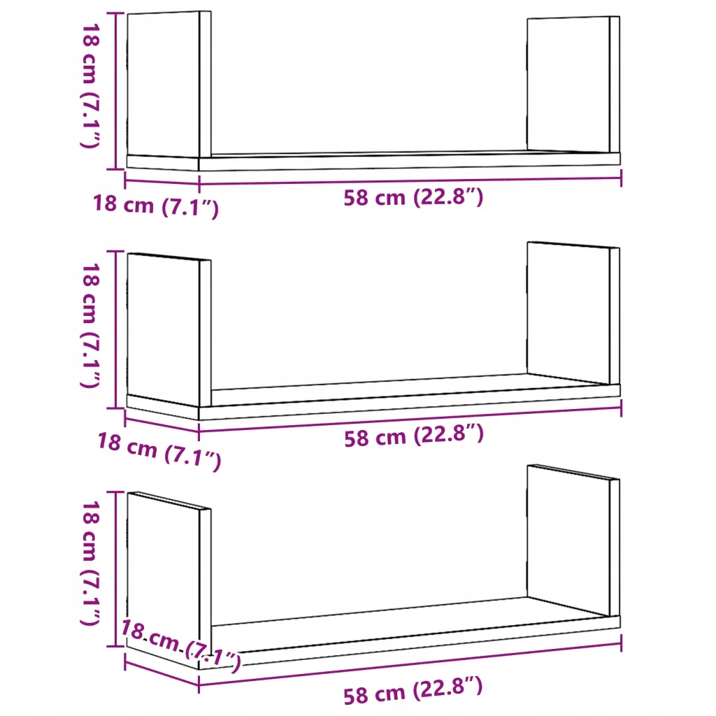 polki-scienne-3-szt-brazowy-dab-58x18x18-cm