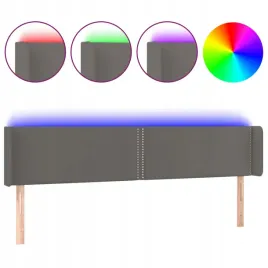 zaglowek-do-lozka-z-led-szary-203x16x78-88-cm-sztuczna-skora