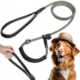 smycz-nylonowa-dla-psow-do-45kg-z-zaciskowa-obroza-zielona-dogness-l-xl