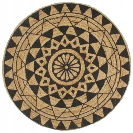 recznie-wykonany-dywanik-juta-czarny-nadruk-90-cm