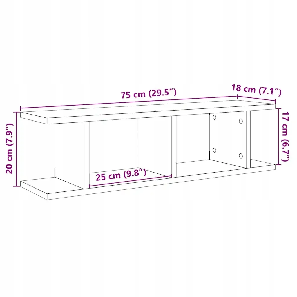 polki-scienne-2-szt-dab-czarny-75x18x20-cm-dr-stan-nowy