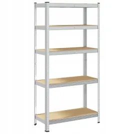 regal-z-5-polkami-srebrny-stal-i-material-drewnopochodny