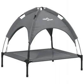 legowisko-dla-psa-z-baldachimem-antracytowe-tkanina-i-stal