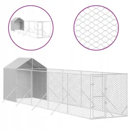 kojec-dla-psa-z-dachem-srebrny-2x10x25m-stal-galwanizowana