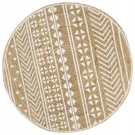 recznie-wykonany-dywanik-juta-bialy-nadruk-150-cm