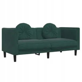 sofa-2-osobowa-z-poduszkami-ciemnozielona-aksamit