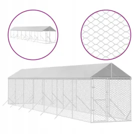 kojec-dla-psa-z-dachem-srebrny-2x14x25m-stal-galwanizowana
