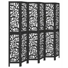 parawan-pokojowy-6-panelowy-czarny-lite-drewno
