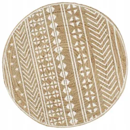 recznie-wykonany-dywanik-juta-bialy-nadruk-120-cm