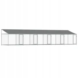 klatka-dla-psa-z-dachem-i-drzwiami-szara-10x2x2-m-stal
