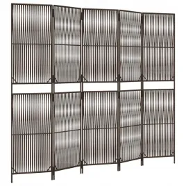 parawan-5-panelowy-brazowy-polirattan