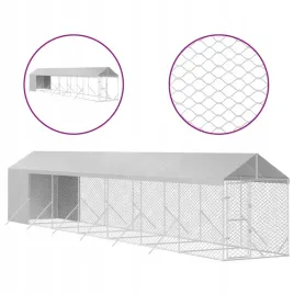 kojec-dla-psa-z-dachem-srebrny-2x14x25m-stal-galwanizowana