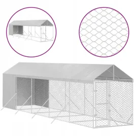 kojec-dla-psa-z-dachem-srebrny-2x10x25m-stal-galwanizowana
