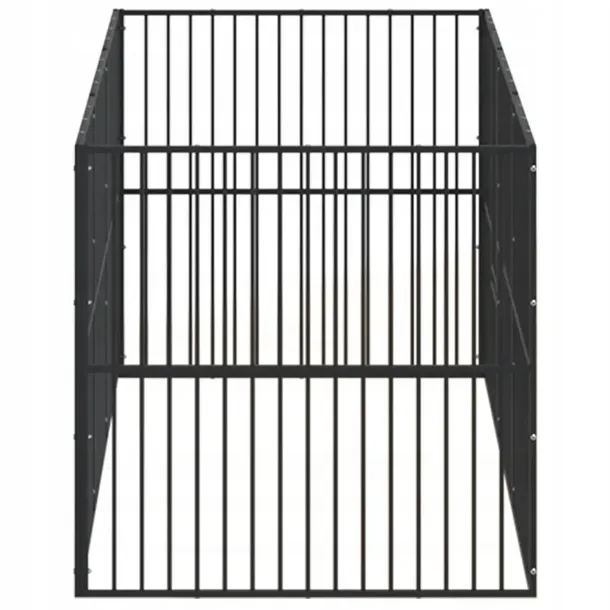 kojec-dla-psa-8-paneli-czarny-stal-galwanizowan-material-wykonania-metal