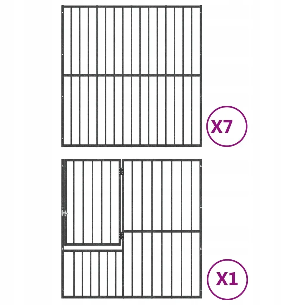 kojec-dla-psa-8-paneli-czarny-stal-galwanizowan