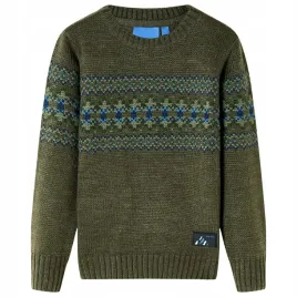 sweter-dzieciecy-z-dzianiny-khaki-128