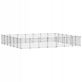 klatka-dla-zwierzat-z-bramka-28-paneli-czarna