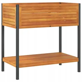 donica-ogrodowa-z-polka-80x45x80-cm-drewno-akacjowe-i-stal