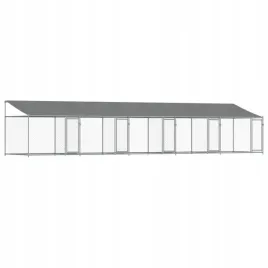 klatka-dla-psa-z-dachem-i-drzwiami-szara-10x2x2-m-stal