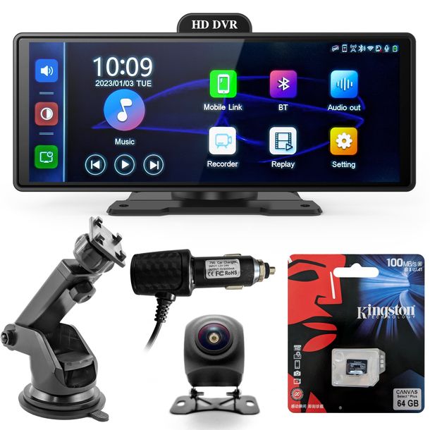 Stacja Multimedialna Rejstrator Android Apple Carplay DVR 4K 2 Kamery Wifi