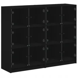 biblioteczka-z-drzwiczkami-czarna-136x37x109-cm