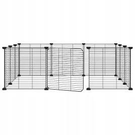 klatka-dla-zwierzat-z-bramka-12-paneli-czarna