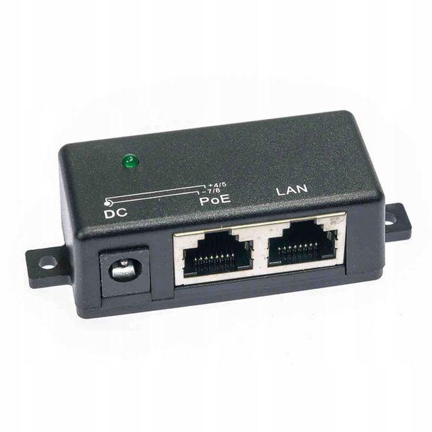 Injector PoE black Gigabit, adapter czarny