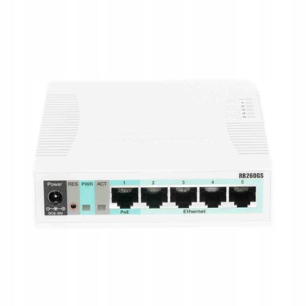MikroTik RB260GS, Cloud Smart Switch CSS106-5G-1S, 5xGE, SFP, PoE