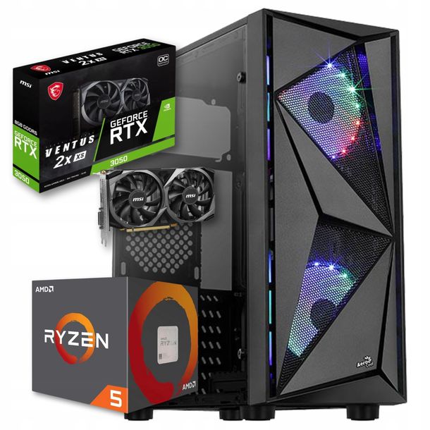 Komputer Gamingowy Ryzen 5 4,2GHz || RTX 3050 6GB || 16GB/512SSD Windows 11