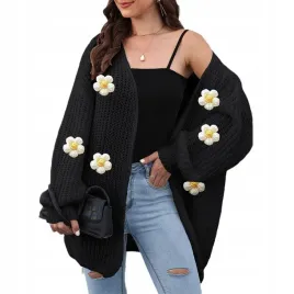 modny-sweter-damski-kardigan-czarny-black-w-kwiaty-3d-uniwersalny