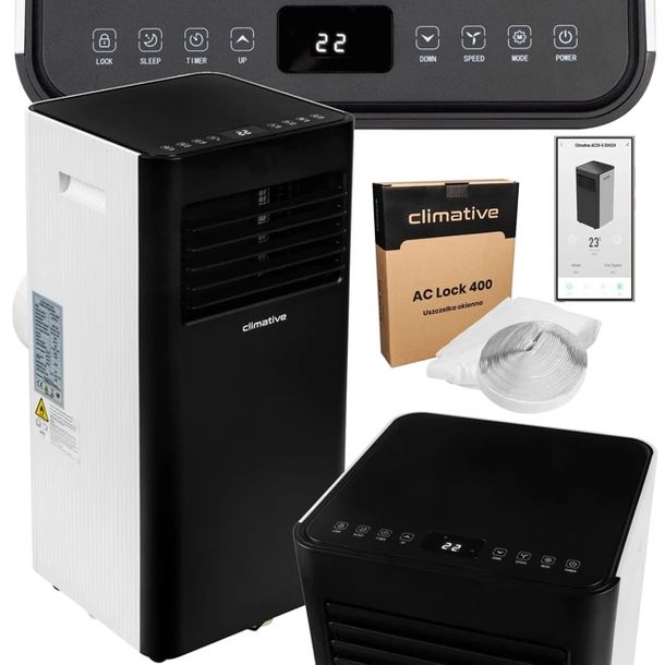 3w1 Klimatyzator przenośny DUO 3kW WiFi cichy osusza 24l +uszczelka 30 m2