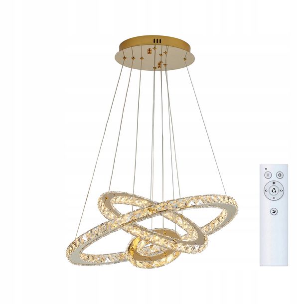 ﻿Lampa wisząca LED złoty nad stół kryształ 20/40/60cm żyrandol ring WOBAKO