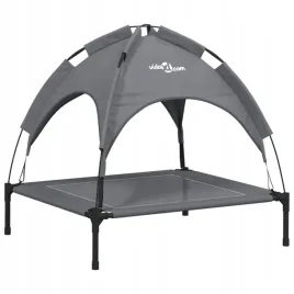 legowisko-dla-psa-z-baldachimem-antracytowe-tkanina-i-stal