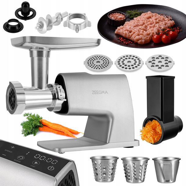 ﻿Maszynka do mielenia mięsa Metalowa 2,5kg/mi 2500W + Szatkownica DOTYKOWY