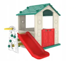 domek-dla-dzieci-zjezdzalnia-3w1-zielony-dach-koszykowka-chd-501g