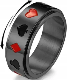 czarny-pierscien-antystresowy-karty-do-gry-poker-anxiety-ring-obrotowy