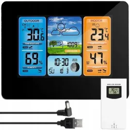 stacja-pogodowabezprzewodowa-pogody-higrometr-termometr-czujnik-zegar-data