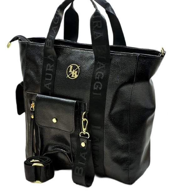 ﻿LAURA BIAGGI TOREBKA SHOPPER LISTONOSZKA DAMSKA NA RAMIĘ CZARNA A4