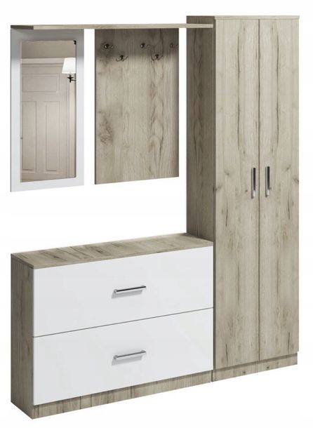 Garderoba CARLA 165 do przedpokoju z szafką na buty wieszaki country grey