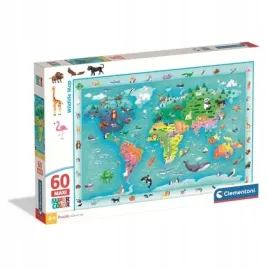 puzzle-60-maxi-super-kolor-wildlife-map-clementoni