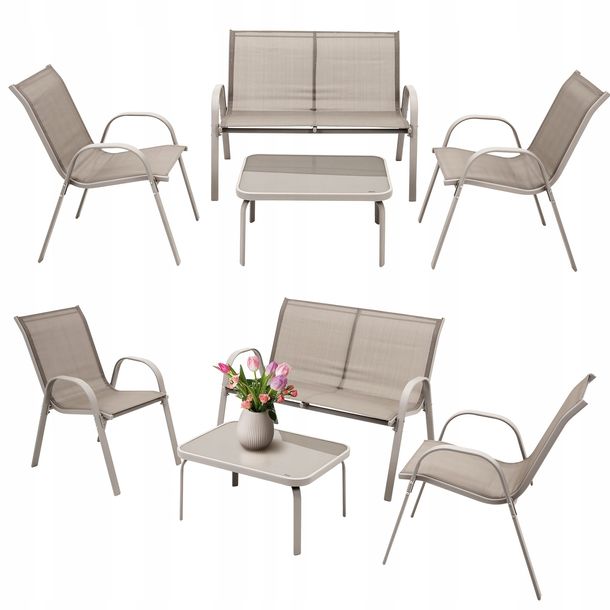 ﻿Zestaw meble ogrodowe 2 x krzesło sofa stolik KOMPLET ogrodowych na TARAS