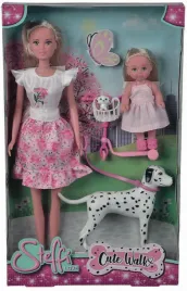 lalka-steffi-i-evi-na-spacerze-z-psem