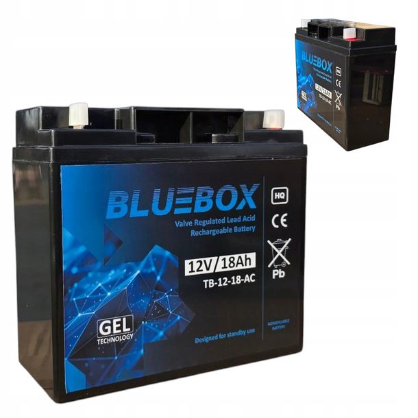 ﻿AKUMULATOR ŻELOWY BLUEBOX VRLA GEL 12V 18Ah DO ZAS. UPS, ZABAWEK, ŁODZI