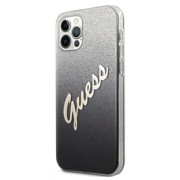 guess-etui-hard-case-do-iphone-12-12-pro-61-glitter-gradient-script-czarne