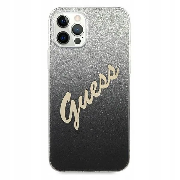 guess-etui-hard-case-do-iphone-12-12-pro-61-glitter-gradient-script-czarne-przeznaczenie-apple