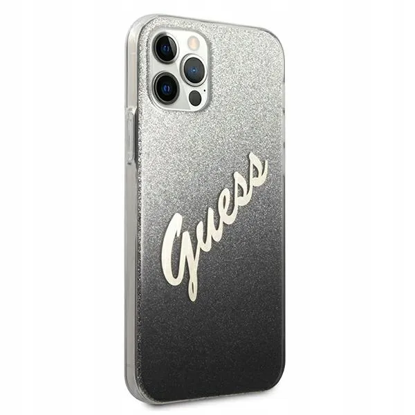 guess-etui-hard-case-do-iphone-12-12-pro-61-glitter-gradient-script-czarne-kolor-czarny