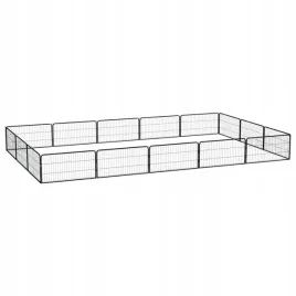 vidaxl-kojec-dla-psa-16-panele-czarny-100x50-cm-stal